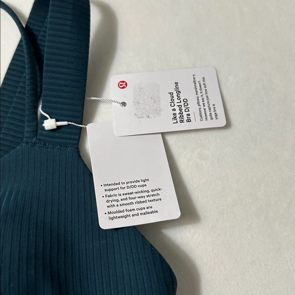 NWT Lululemon Like A Cloud Longline Ribbed Bra size 4 D/DD Indochine Blue - Picture 4 of 4